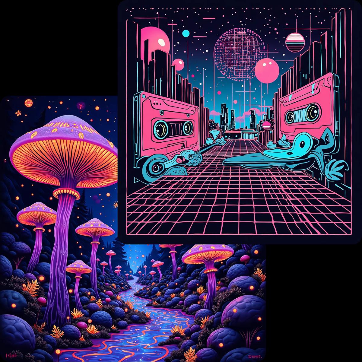 AI Blacklight Poster Generator - Create Trippy Neon Art from Text Online